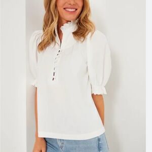 Pomander Place White Selena Ruffle Blouse